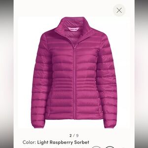 NWT Land’s End Wanderweight Packable Down Puffer Jacket in Raspberry Sorbet